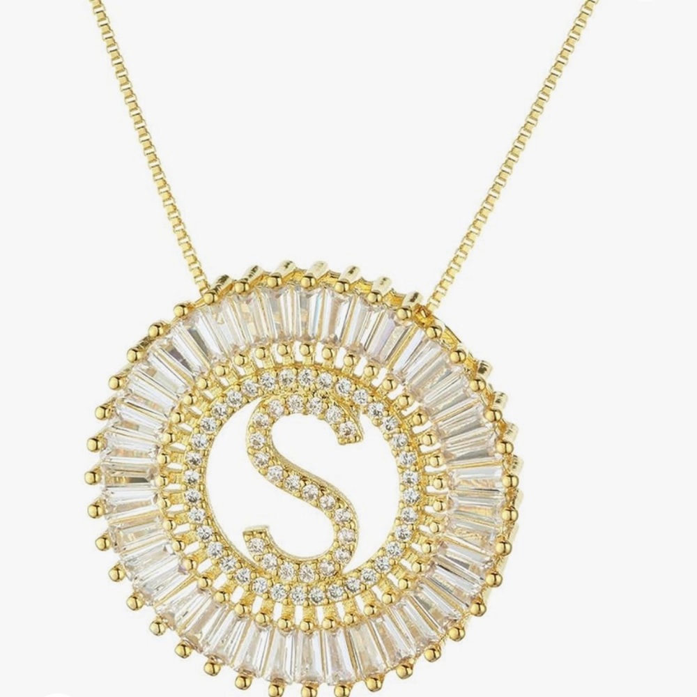 NWT Gold Pendant Necklace “S “ Charm Initial Necklace